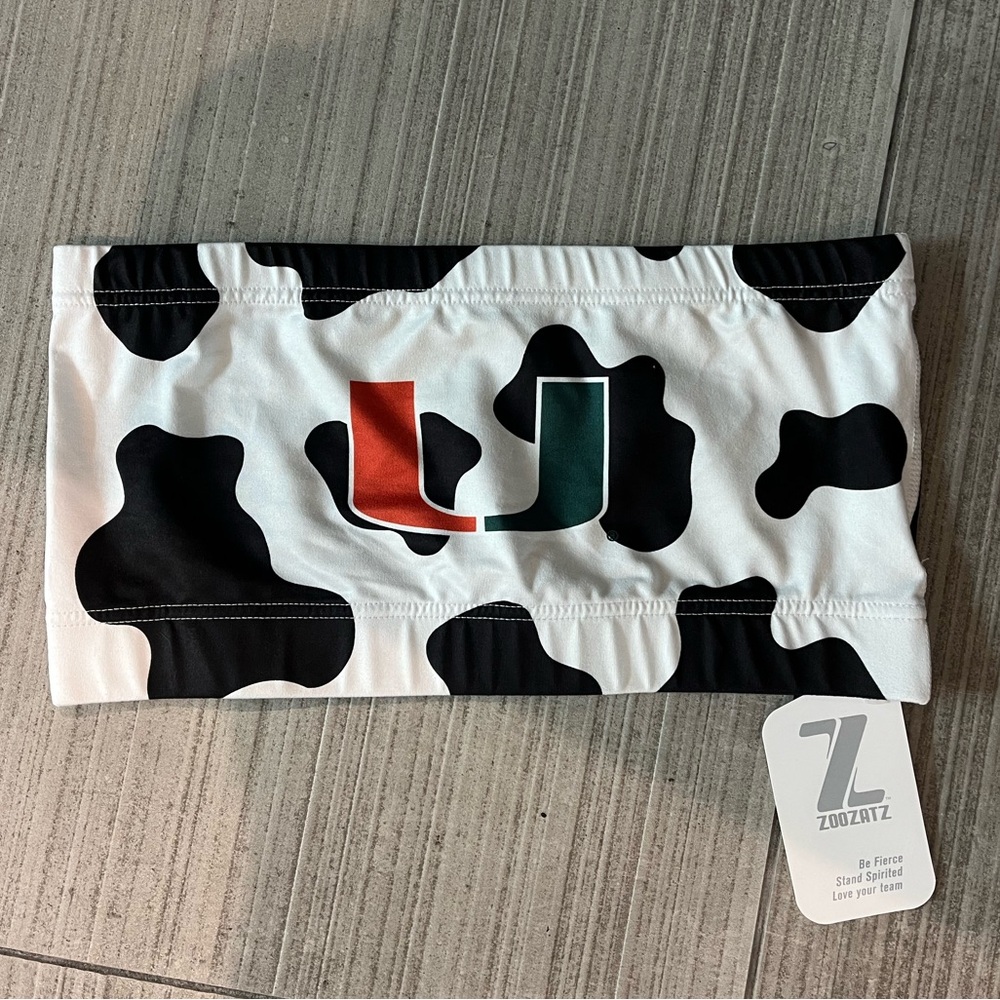 University of Miami UM Cow Print Strapless Crop Top Bralette Size M NWT